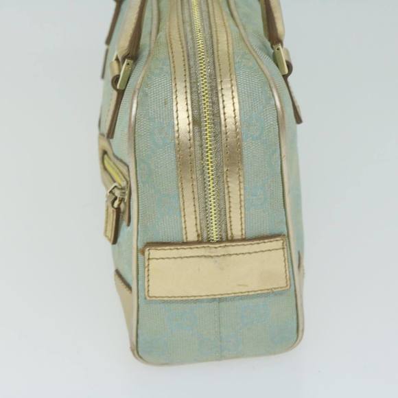 GUCCI GG Canvas Hand Bag Light Blue Gold Tone Auth ac2720 - Picture 4 of 16